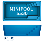 Бассейн San Juan Minipool 5.5x3.0, гл. 1.5 м, цвет 3D Iridium,белый и голубой