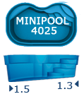 Бассейн San Juan Minipool 4.0x2.5, гл. 1.5-1.3 м, цвет 3D Iridium,белый и голубой