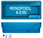 Бассейн San Juan Minipool 6.3x3.0, гл. 1.5 м, цвет 3D Iridium,белый и голубой