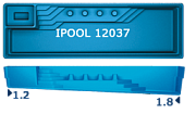 Бассейн San Juan iPool 12.0x3.7, гл. 1.2-1.7 м, цвет 3D Iridium,белый и голубой